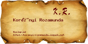 Korányi Rozamunda névjegykártya